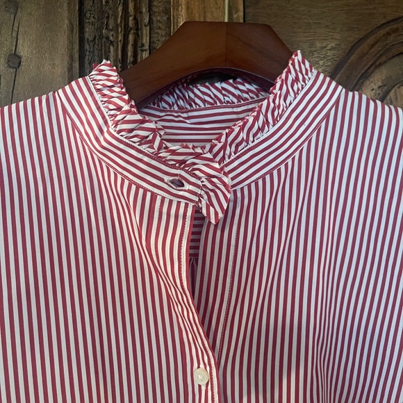 Ann Mashburn Frill Top Red Stripe size L - Picture 2 of 6